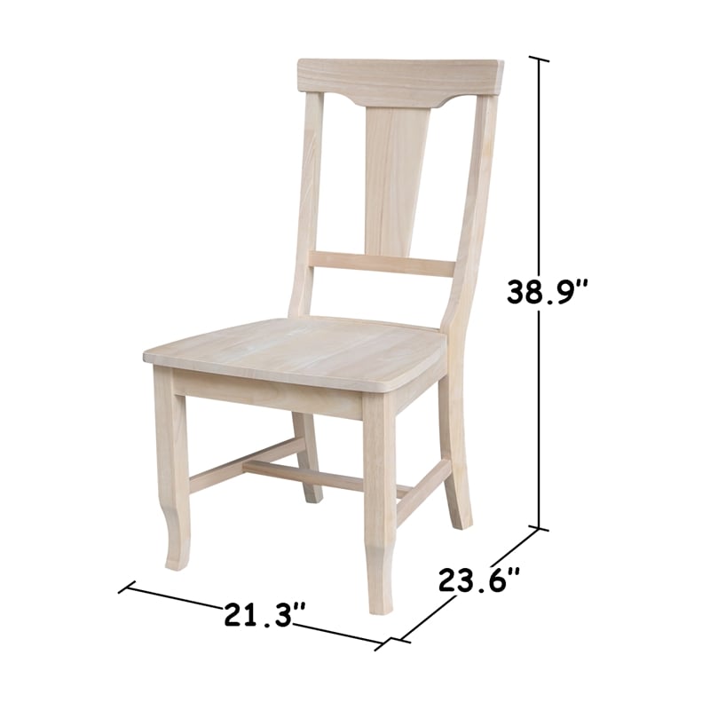 International Concepts Set of Two Solid Wood Panel Back Chairs in Unfinished