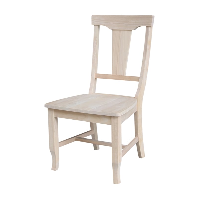 International Concepts Set of Two Solid Wood Panel Back Chairs in Unfinished