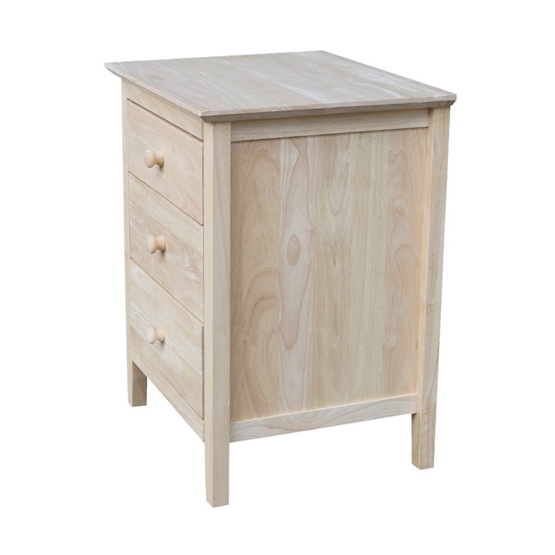 International Concepts Unfinished Solid Wood Nightstand with 3 Drawers