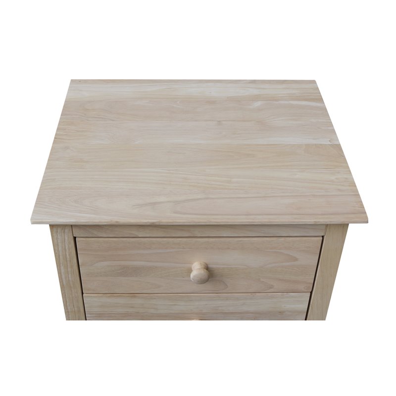 International Concepts Unfinished Solid Wood Nightstand with 3 Drawers