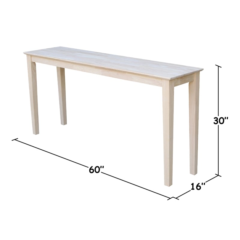 International Concepts Shaker Console Table - Extended Length - Unfinished