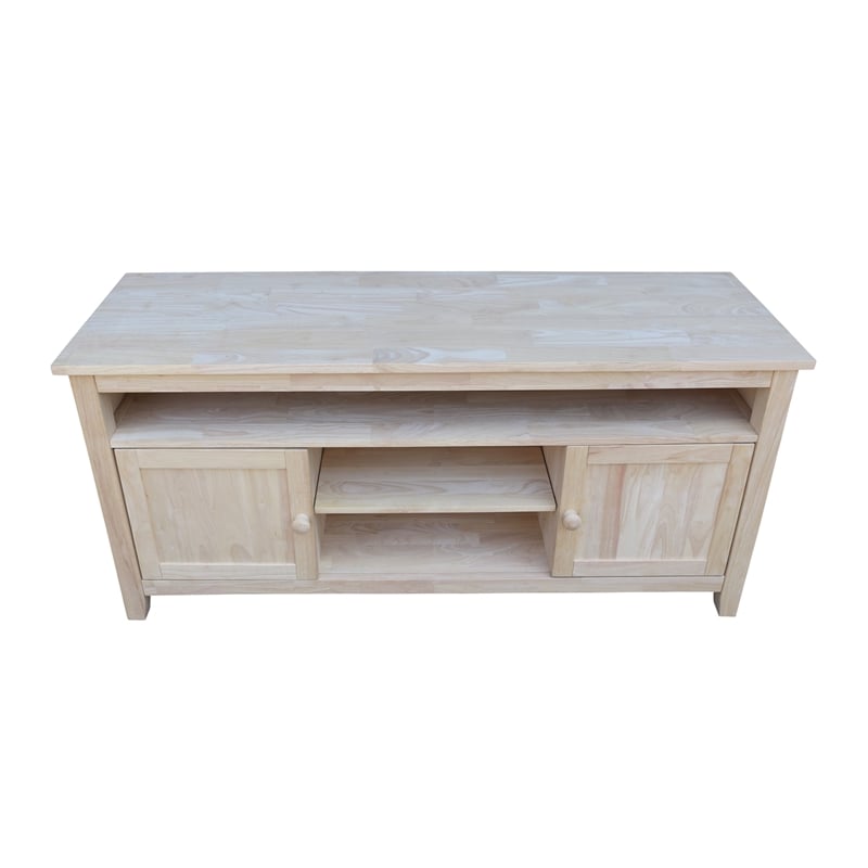 International Concepts Entertainment Solid Wood TV Stand with 2 Doors-Unfinished