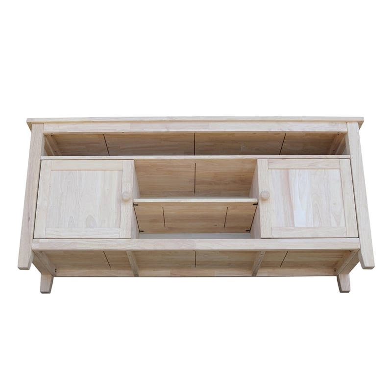 International Concepts Entertainment Solid Wood TV Stand with 2 Doors-Unfinished