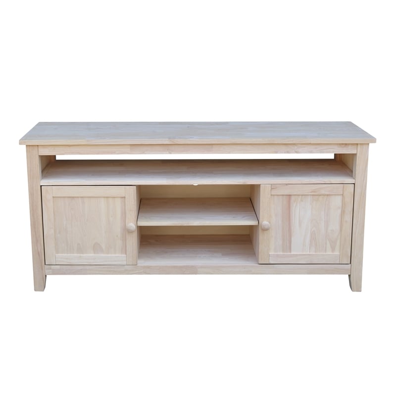 International Concepts Entertainment Solid Wood TV Stand with 2 Doors-Unfinished