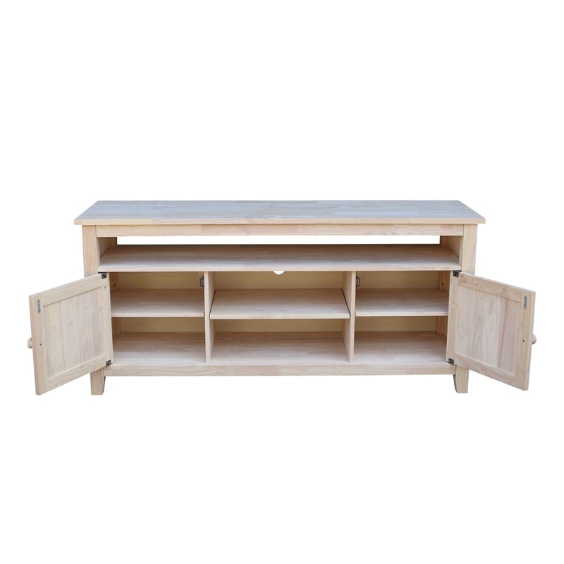 International Concepts Entertainment Solid Wood TV Stand with 2 Doors-Unfinished