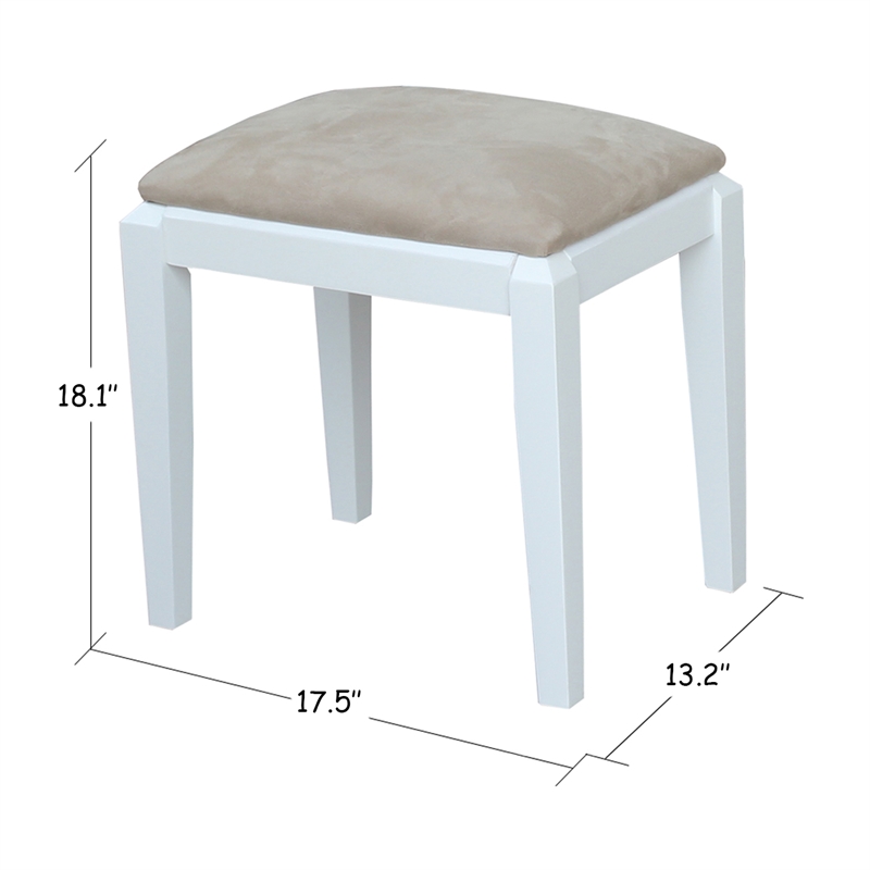 International Concepts Solid Wood Vanity Table With Bench in White