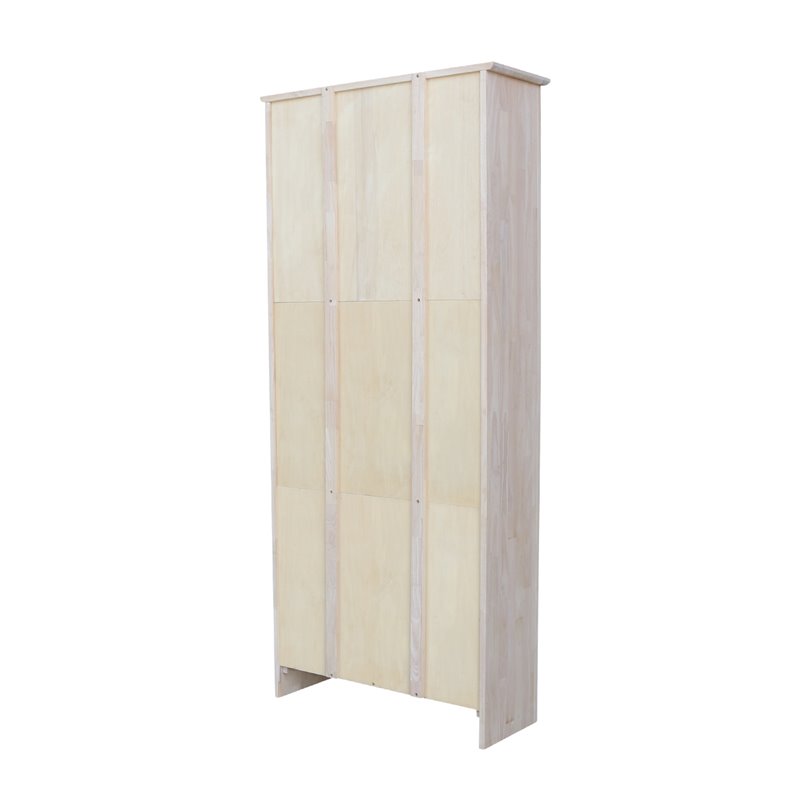 International Concepts Solid Wood 72 Inch Unfinished Shaker Bookcase