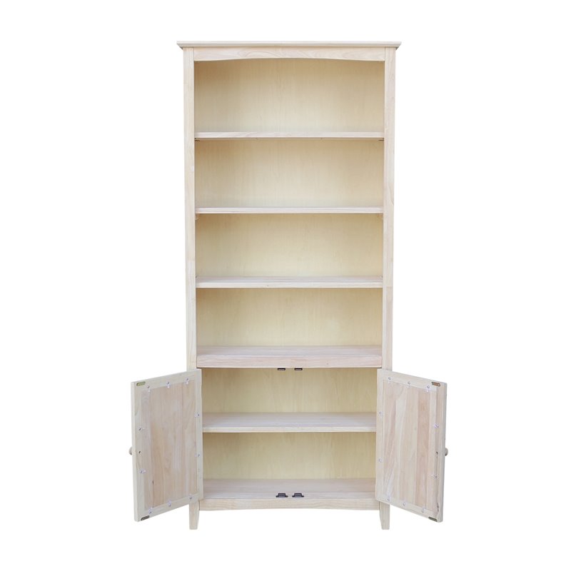 International Concepts Solid Wood 72 Inch Unfinished Shaker Bookcase