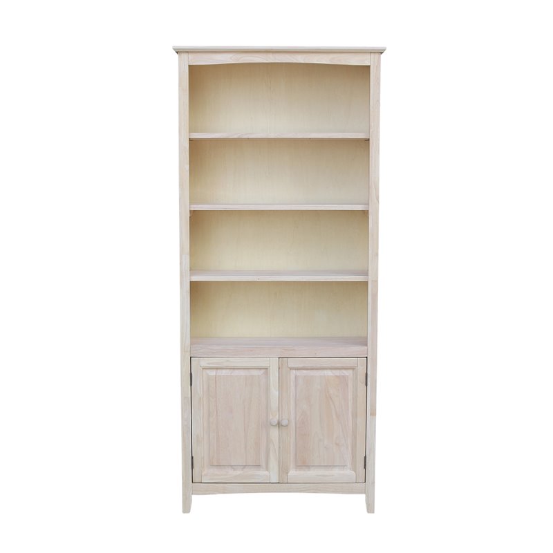 International Concepts Solid Wood 72 Inch Unfinished Shaker Bookcase