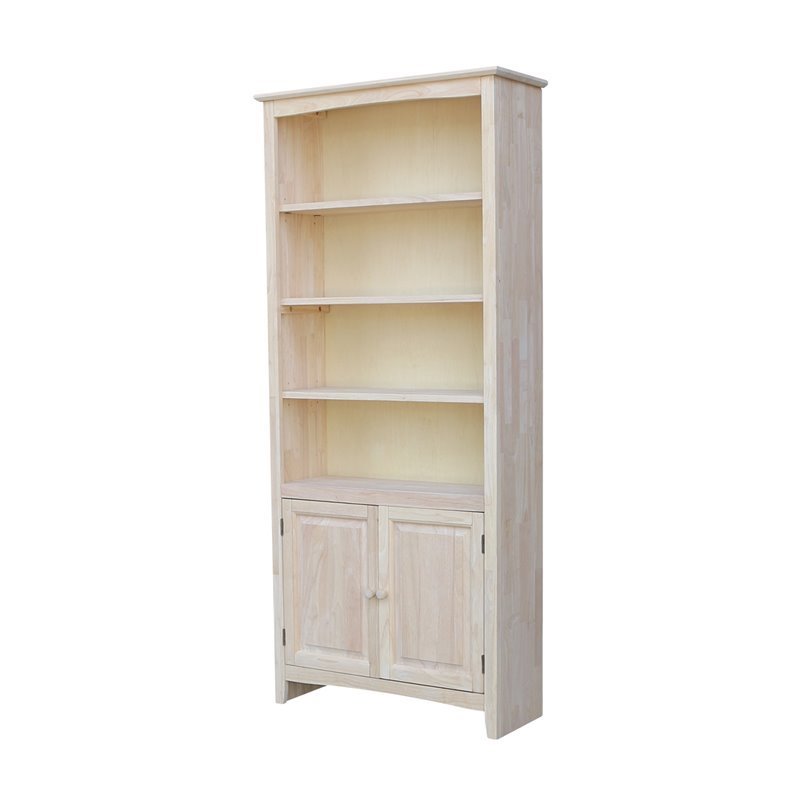 International Concepts Solid Wood 72 Inch Unfinished Shaker Bookcase