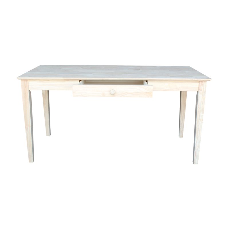 International Concepts Unfinished Solid Wood Writing Desk With Drawer