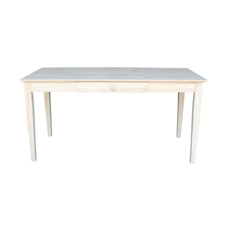 International Concepts Unfinished Solid Wood Writing Desk With Drawer