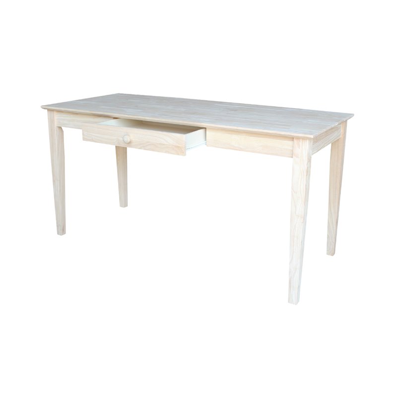 International Concepts Unfinished Solid Wood Writing Desk With Drawer