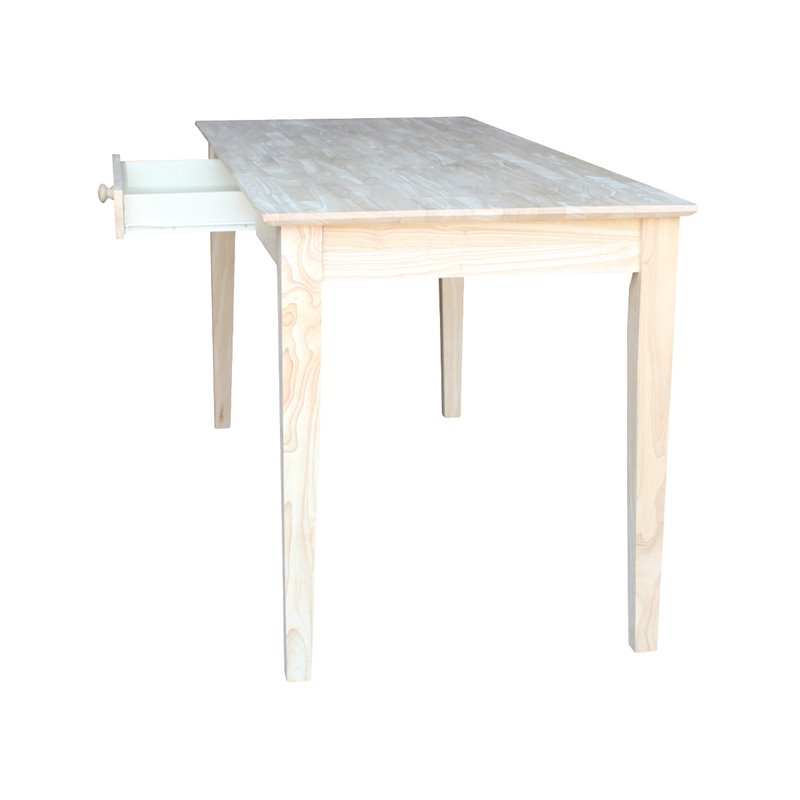 International Concepts Unfinished Solid Wood Writing Desk With Drawer