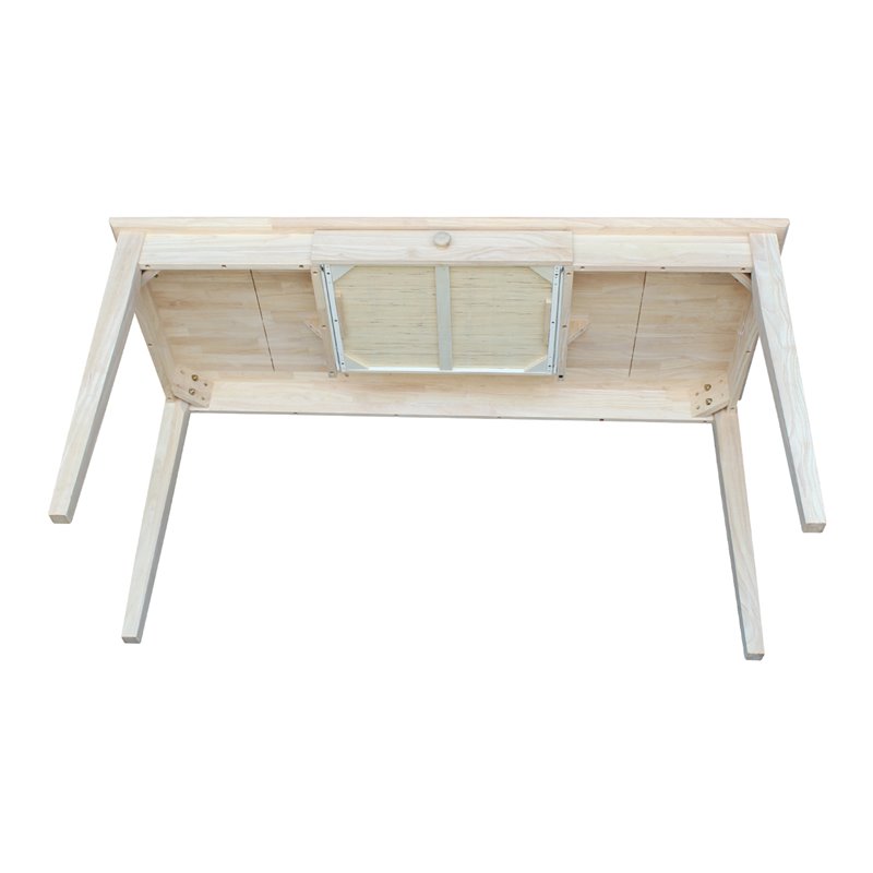 International Concepts Unfinished Solid Wood Writing Desk With Drawer