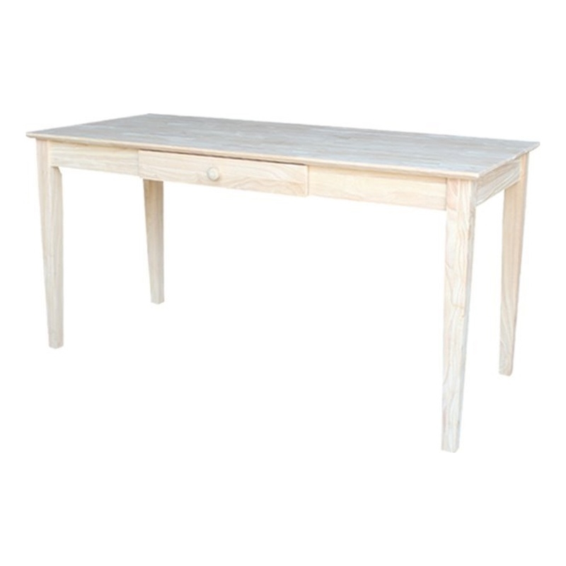 International Concepts Unfinished Solid Wood Writing Desk With Drawer