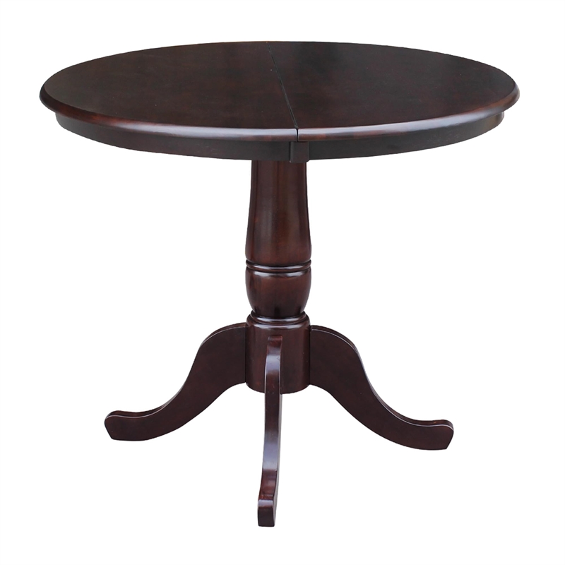 International Concepts Round Extendable Pedestal Dining Table in Mocha Brown