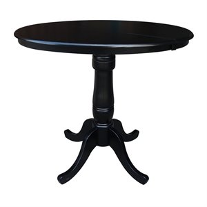 36&quot Round Top Pedestal Table With 12&quot Leaf - 34.9&quotH - Dining or Counter Height