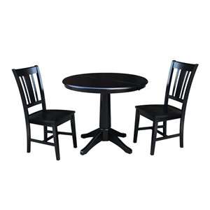 International Concepts 36&quot Round Extension Dining Table With 2 San Remo Chairs