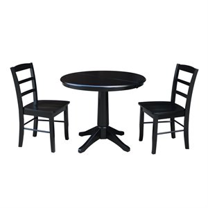 International Concepts 36&quot Round Extension Dining Table With 2 Madrid Chairs