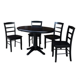 International Concepts 36&quot Round Extension Dining Table With 4 Madrid Chairs