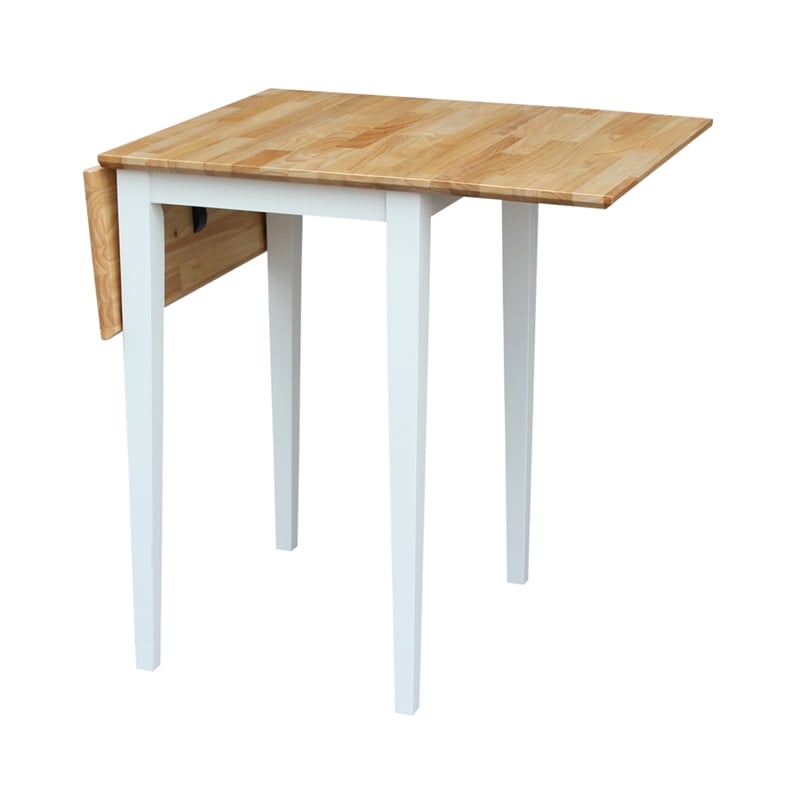 International Concepts Small Dropleaf Table in White and Natural