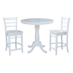 36&quot Round Pedestal Gathering Height Table With 2 X-Back Counter Height Stools