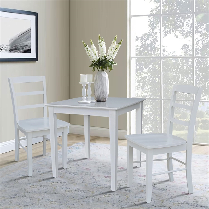 International Concepts 30X30 Dining Table With 2 Ladder Back Chairs