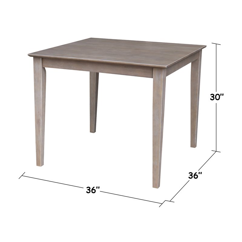International Concepts Solid Wood Top Table - Dining Height in Washed Gray Taupe