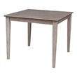 International Concepts Solid Wood Top Table - Dining Height in Washed Gray Taupe