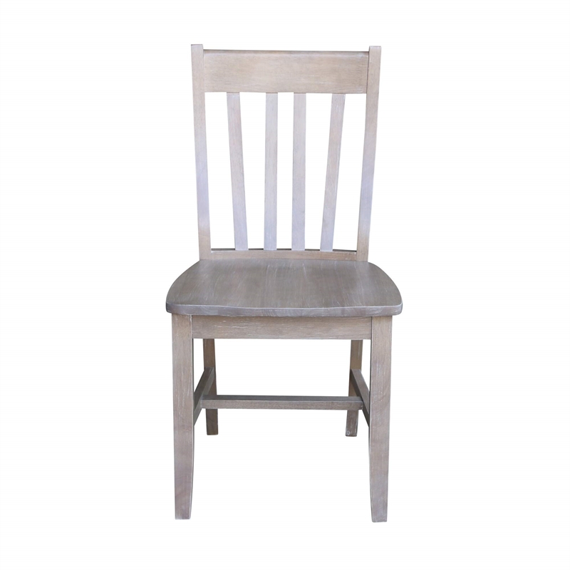30x30 Solid Wood Dining Table With 2 Cafe Chairs in Washed Gray Taupe
