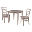 30x30 Solid Wood Dining Table With 2 Emily Chairs in Washed Gray Taupe