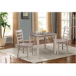 30x30 Solid Wood Dining Table With 2 Emily Chairs in Washed Gray Taupe