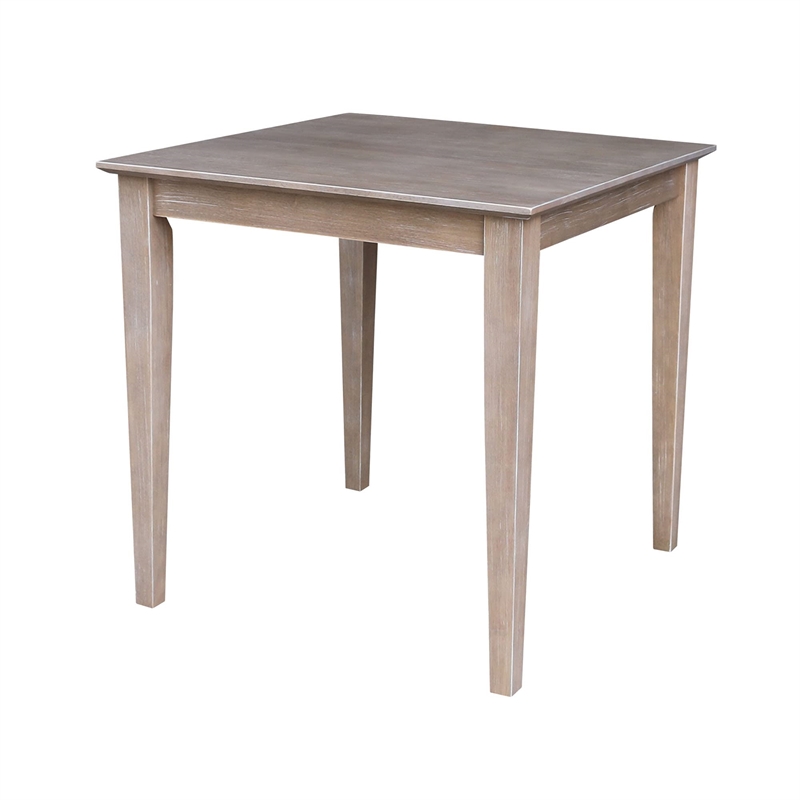 30x30 Solid Wood Dining Table With 2 Emily Chairs in Washed Gray Taupe