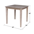 30x30 Solid Wood Dining Table With 2 Emily Chairs in Washed Gray Taupe