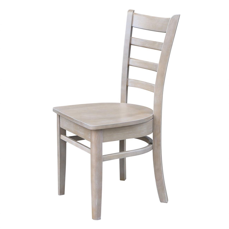 30x30 Solid Wood Dining Table With 2 Emily Chairs in Washed Gray Taupe