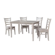 30x48 Solid Wood Dining Table With 4 Emily Chairs in Washed Gray Taupe