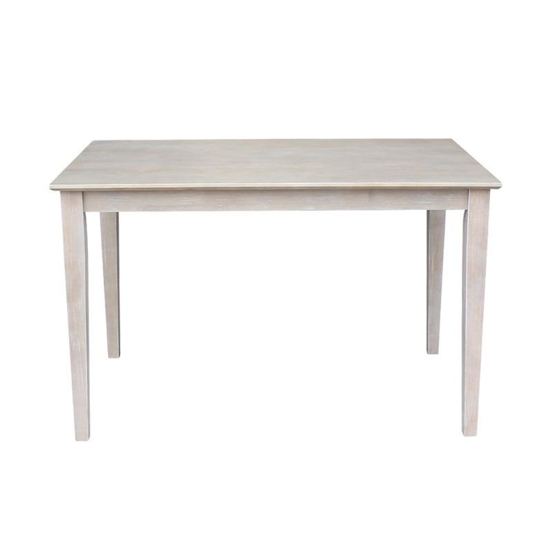 30x48 Solid Wood Dining Table With 4 Emily Chairs in Washed Gray Taupe