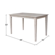 30x48 Solid Wood Dining Table With 4 Emily Chairs in Washed Gray Taupe