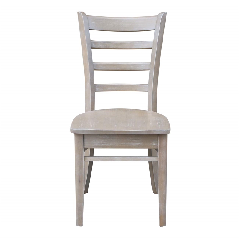 30x48 Solid Wood Dining Table With 4 Emily Chairs in Washed Gray Taupe