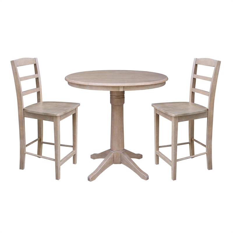 International Concepts 3 Piece Pedestal Counter Height Dining Set