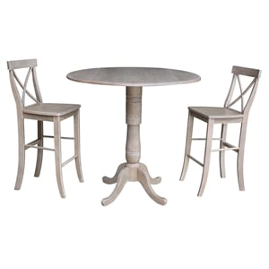 42&quot Round Pedestal Bar Height Table with 2 Bar Height Stools