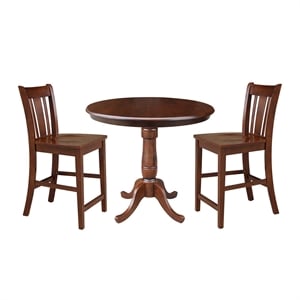 36&quot Round Pedestal Gathering Height Table With 2 San Remo Counter Height Stools