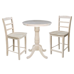 30&quot Round Pedestal Gathering Height Table With 2 Madrid Counter Height Stools