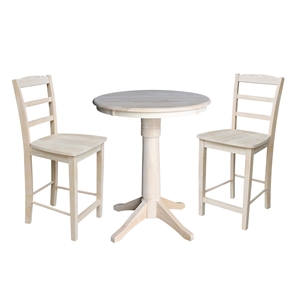 30&quot Round Pedestal Gathering Height Table With 2 Madrid Counter Height Stools