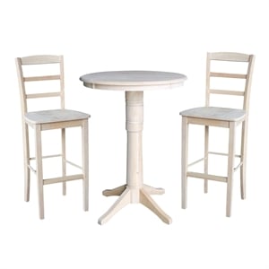 30&quot Round Pedestal Gathering Height Table With 2 Madrid Bar Height Stools