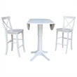 42 In Round Pedestal Bar Height Table with 2 Bar Height Stools