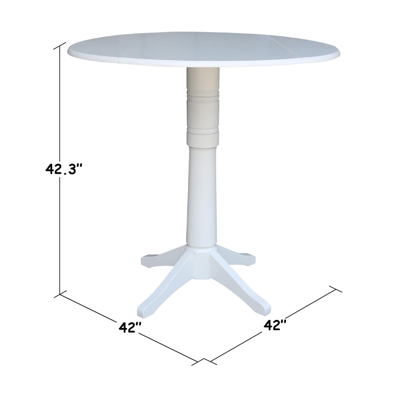 42 In Round Pedestal Bar Height Table with 2 Bar Height Stools