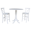 42 In Round Pedestal Bar Height Table with 2 Bar Height Stools