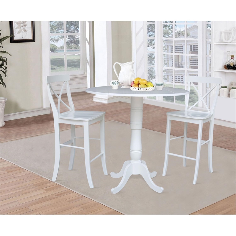 42 In Round Pedestal Bar Height Table with 2 Bar Height Stools